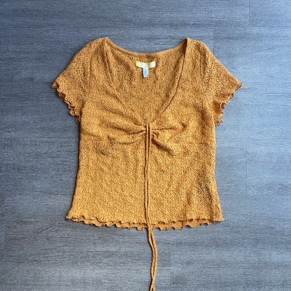 Urban Outfitters Milkmaid Lace Pattern Orange Babydoll Top Size Large
